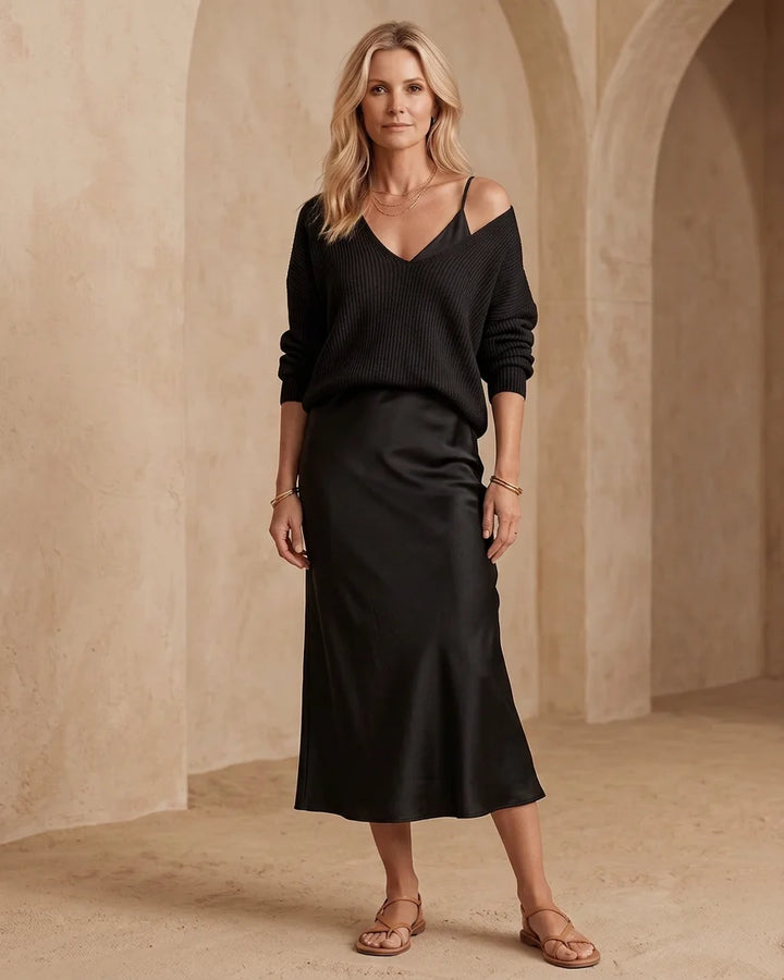 Elena - Satin Midi Dress Set