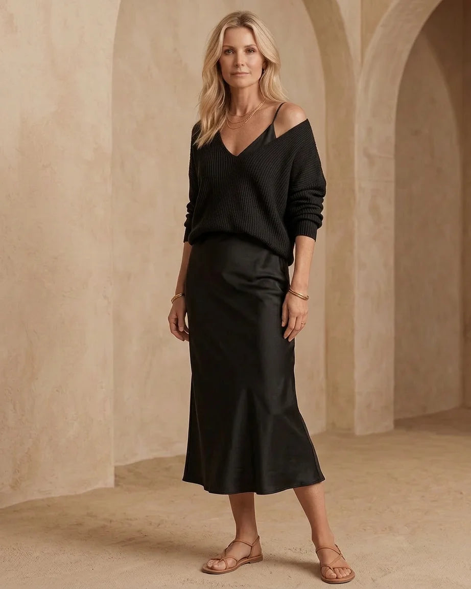 Elena - Satin Midi Dress Set