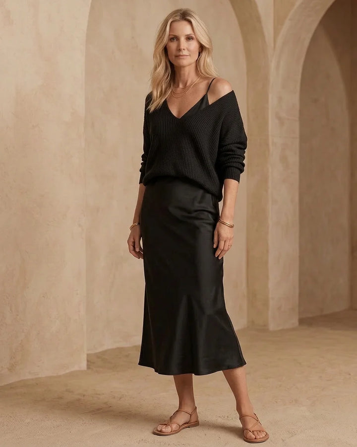 Elena - Satin Midi Dress Set