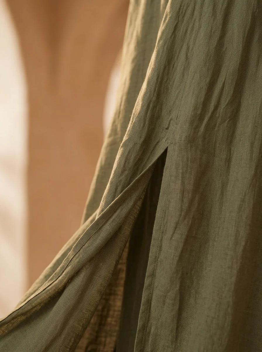 Soline - V-Neck Button Maxi Dress
