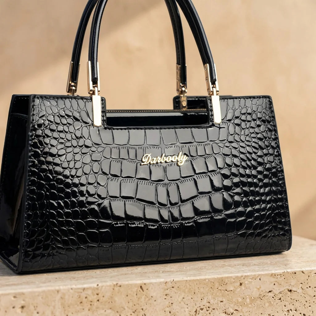 Maison Verdelle -  Shiny Crocodile Skin Pattern Handbag