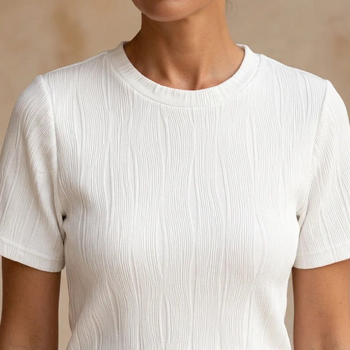 Top – Womens – All Season – Ribbed Short Sleeve Shirt