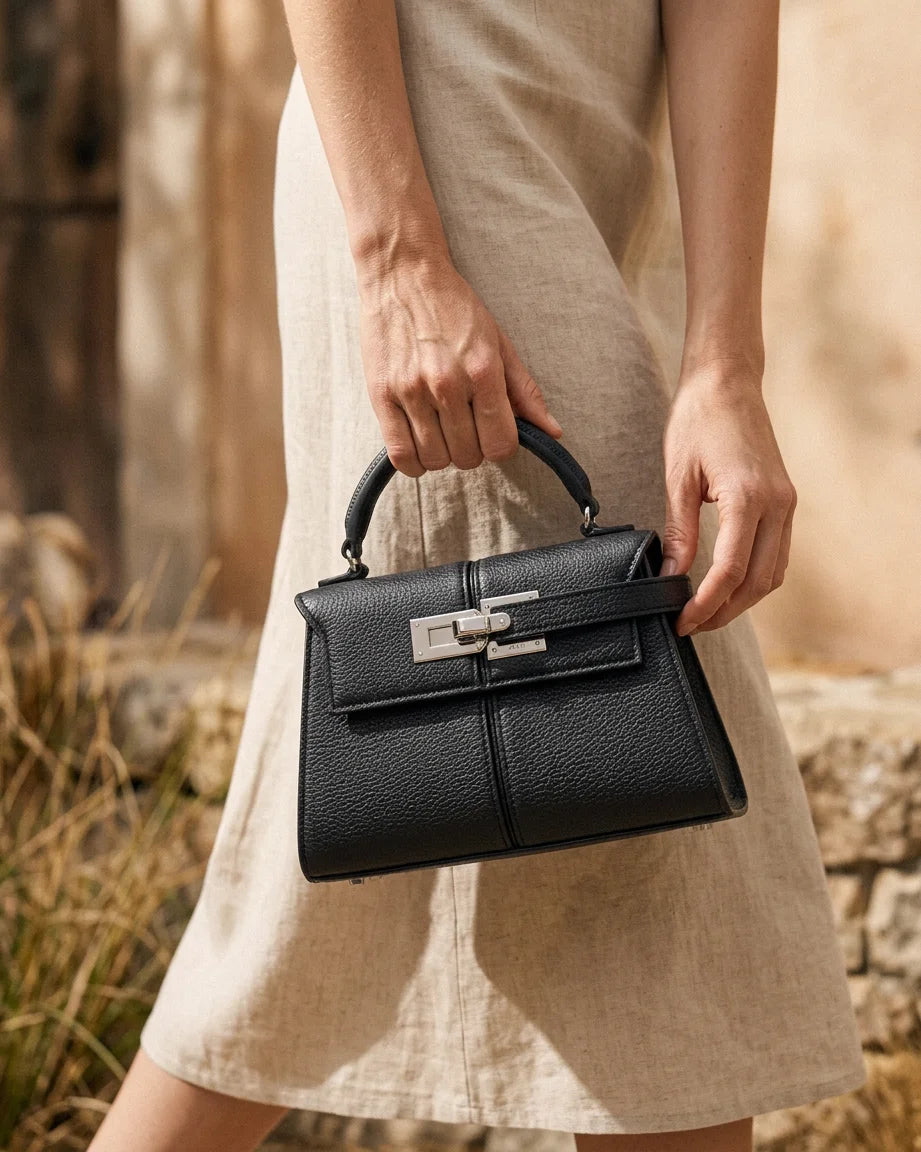 Elise Top Handle Bag - Black