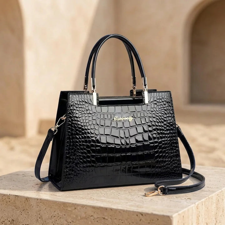 Maison Verdelle -  Shiny Crocodile Skin Pattern Handbag