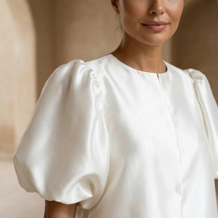 Top – Womens – All Season – Puff Sleeve Satin Blouse