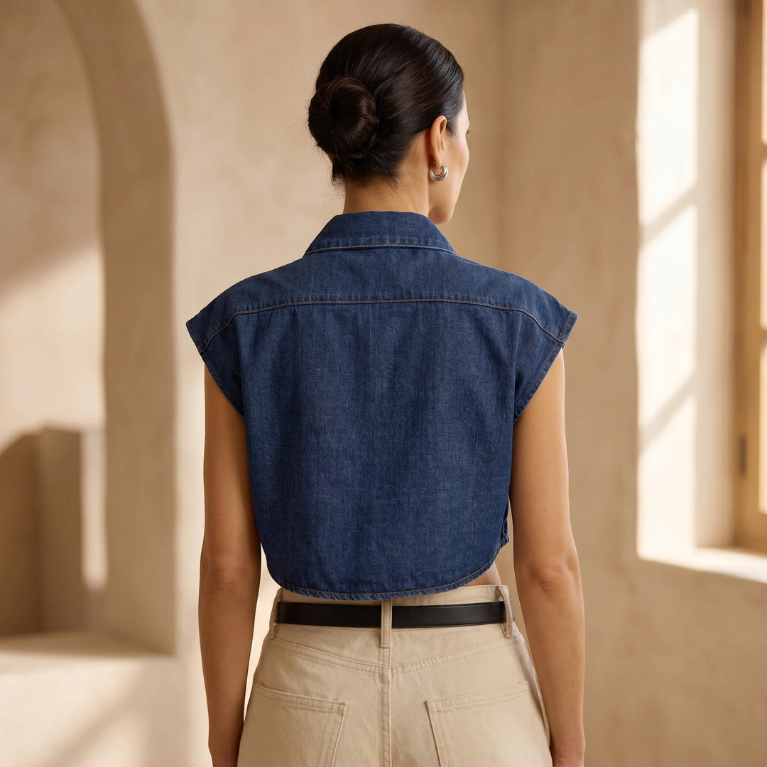 Top – Womens – All Season – Cropped Jeans Top