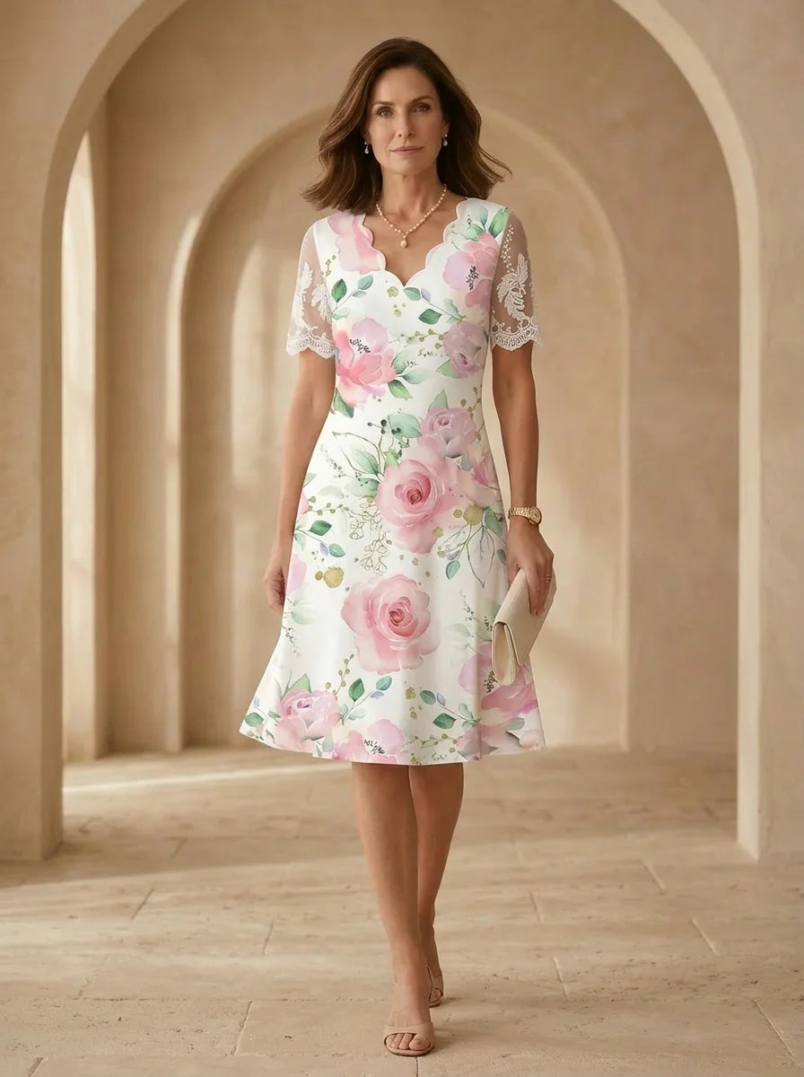 Phoebe - Floral Lace Midi Dress