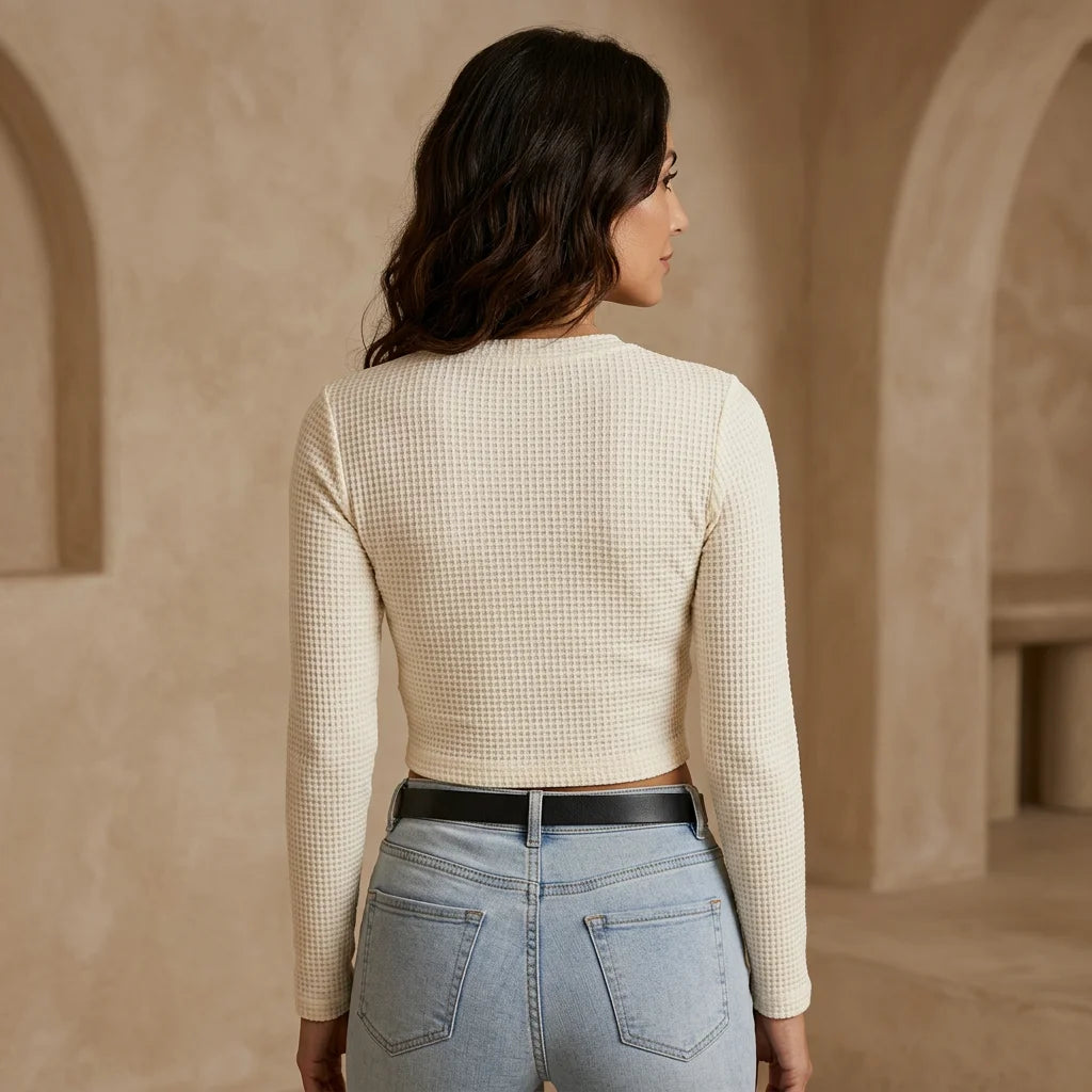 Waffle Knit Crop Top – Effortless Style for Casual Days