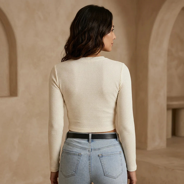 Waffle Knit Crop Top – Effortless Style for Casual Days