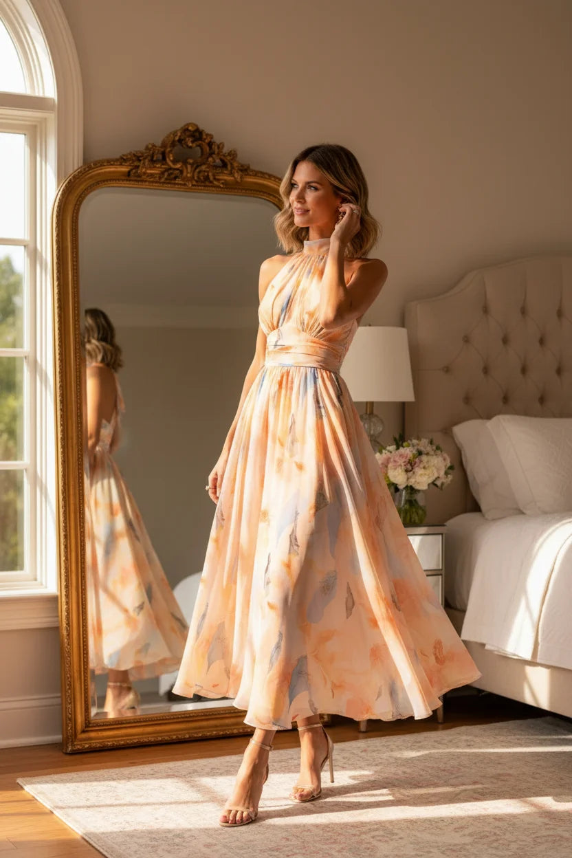 Esther – Halter Neck Maxi Dress